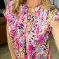 Lizzy Cap Sleeve Top in Pink Abstract Floral