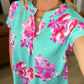 Lizzy Cap Sleeve Top in Hot Pink and Mint Floral