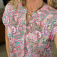 Lizzy Cap Sleeve Top in Pink Multi Paisley