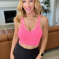 Mineral Washed Padded Cropped Tank in Fuchsia