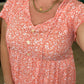 Flirty and Thriving Floral Flutter Sleeve Top in Peach