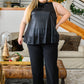 Photo Opt Sleeveless Blouse in Black