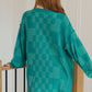Pinky Swear Checkered Open Front Cardigan