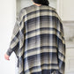 Plaid Fringe Trimmed Open Poncho in Black