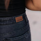 Plaid Peek-A-Boo Jeans in Charcoal