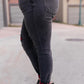 Plaid Peek-A-Boo Jeans in Charcoal