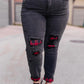 Plaid Peek-A-Boo Jeans in Charcoal