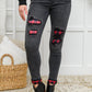 Plaid Peek-A-Boo Jeans in Charcoal