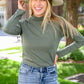 Plain Jane Turtle Neck Top in Cargo