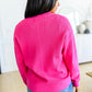 Pleasant Greetings V-Neck Cardigan in Fuchsia