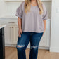 Pleasantly Perfect Bubble Sleeve Peasant Blouse