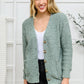 Popcorn Knit Cardigan In Light Green