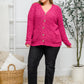 Popcorn Knit Cardigan In Magenta