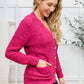 Popcorn Knit Cardigan In Magenta