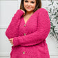 Popcorn Knit Cardigan In Magenta