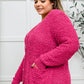 Popcorn Knit Cardigan In Magenta
