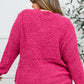 Popcorn Knit Cardigan In Magenta