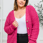 Popcorn Knit Cardigan In Magenta