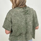 French Terry Acid Wash Raw Edge Crop Top - Multiple colors