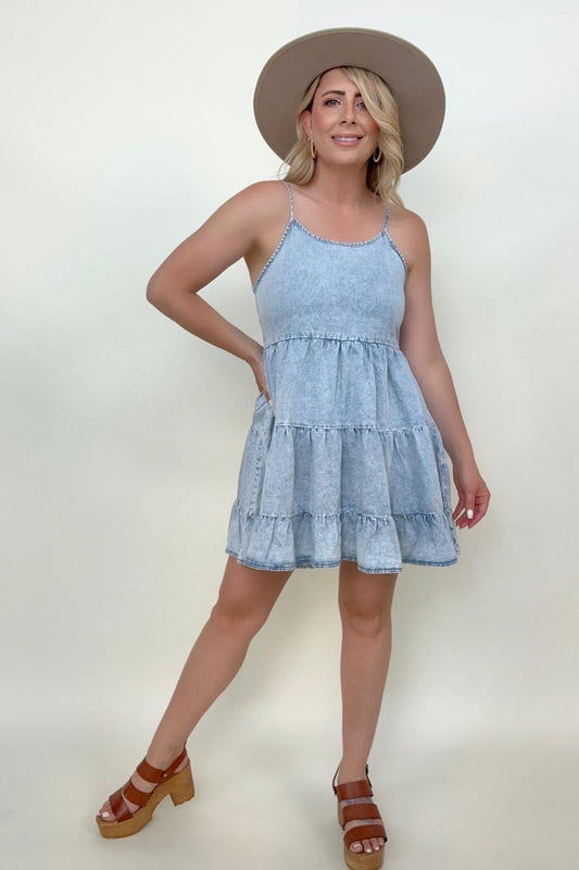 Summer Nights Denim Baby Doll Dress