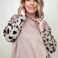 Khaki Leopard Mock Neck Dolman Sweater