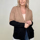 Latte Colorblock Cardigan With Patch Pockets