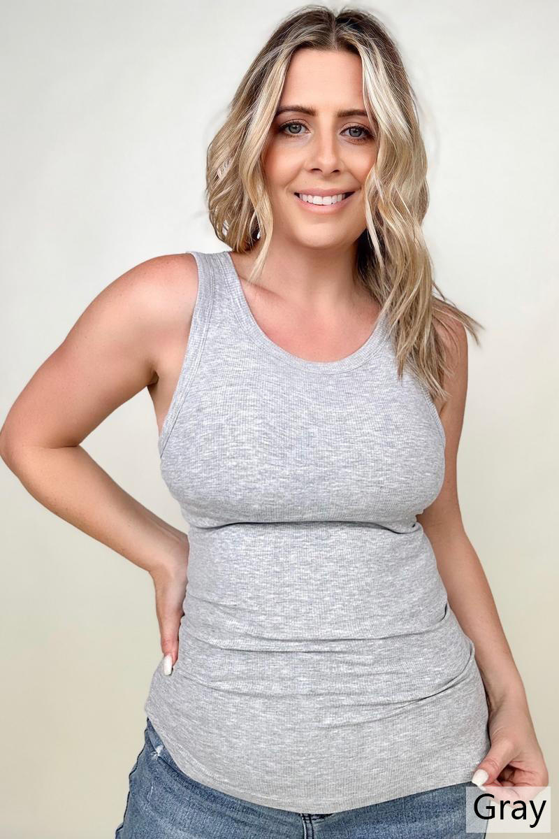 Total Brami Slim Fit High Neck Ribbed Tank Top - Multiple Colors