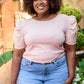 Rock On Puff Sleeve Top in Blush