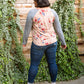 Raglan Floral Long Sleeved Top In Taupe