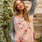 Raglan Floral Long Sleeved Top In Taupe