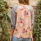 Raglan Floral Long Sleeved Top In Taupe