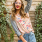 Raglan Floral Long Sleeved Top In Taupe