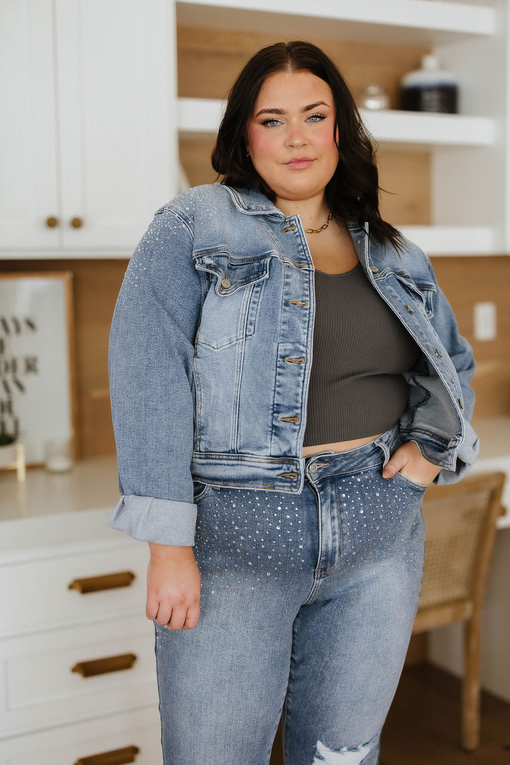 Judy Blue Rhinestone Denim Jacket