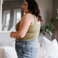 Relevant Ribbed Seamless Reversible Tank in Moss