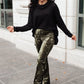 Groovy Chick Bell Bottom Leggings In Olive