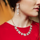 Rhinestone Tiered Floral Necklace