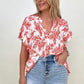 Floral Print Button Down Ruffle Sleeve Top