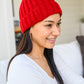 Rib Knit Beanie With Detachable Pom Pom In Wine