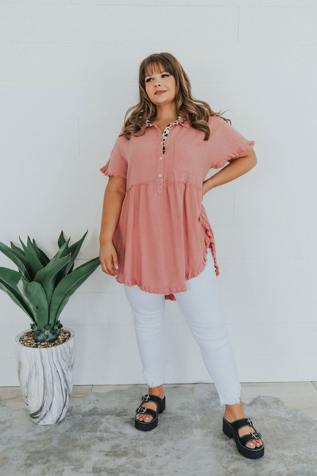 Can't Leave You Behind Tunic Dress- Pink