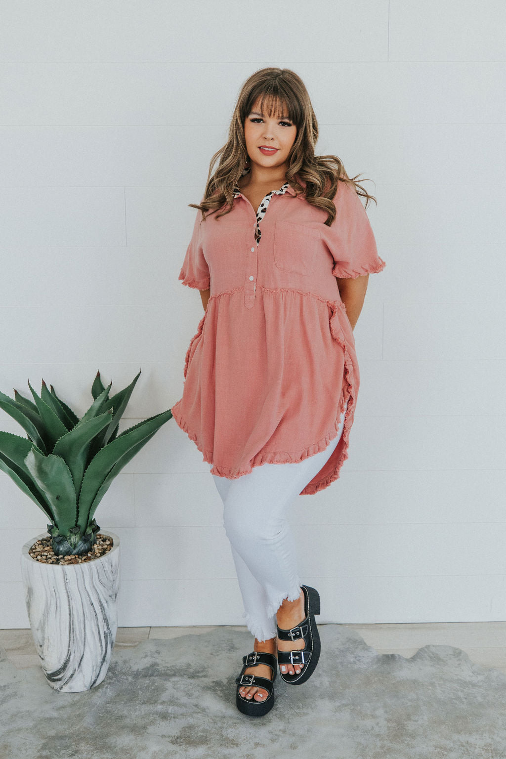 Can't Leave You Behind Tunic Dress- Pink