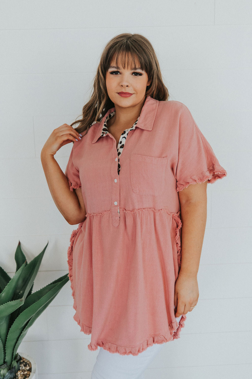 Can't Leave You Behind Tunic Dress- Pink