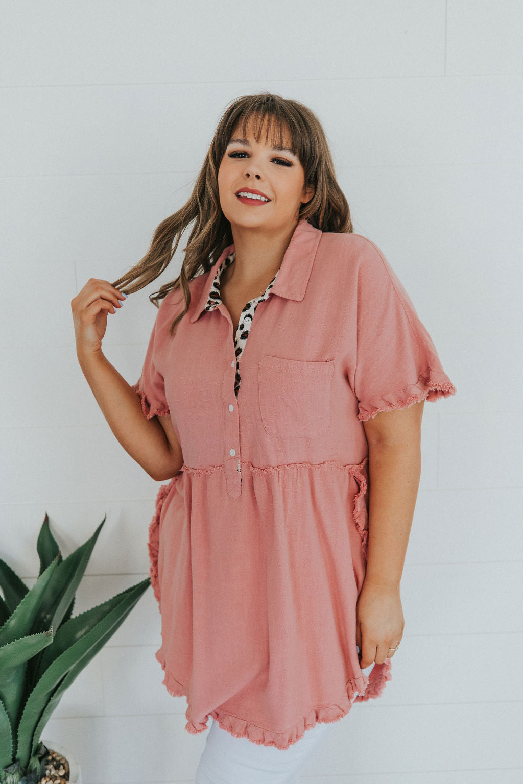 Can't Leave You Behind Tunic Dress- Pink