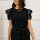 Rock On Puff Sleeve Top in Black