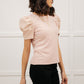Rock On Puff Sleeve Top in Blush
