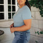 Round Neck Bodysuit In Blue