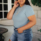 Round Neck Bodysuit In Blue