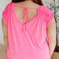 Ruched Cap Sleeve Top in Neon Pink