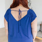 Ruched Cap Sleeve Top in Royal Blue