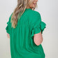 Woven Button Down Ruffle Sleeve Top - Multiple Colors