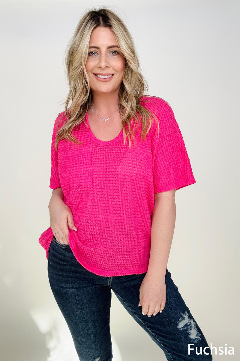 Jacquard Short Sleeve Knit Top